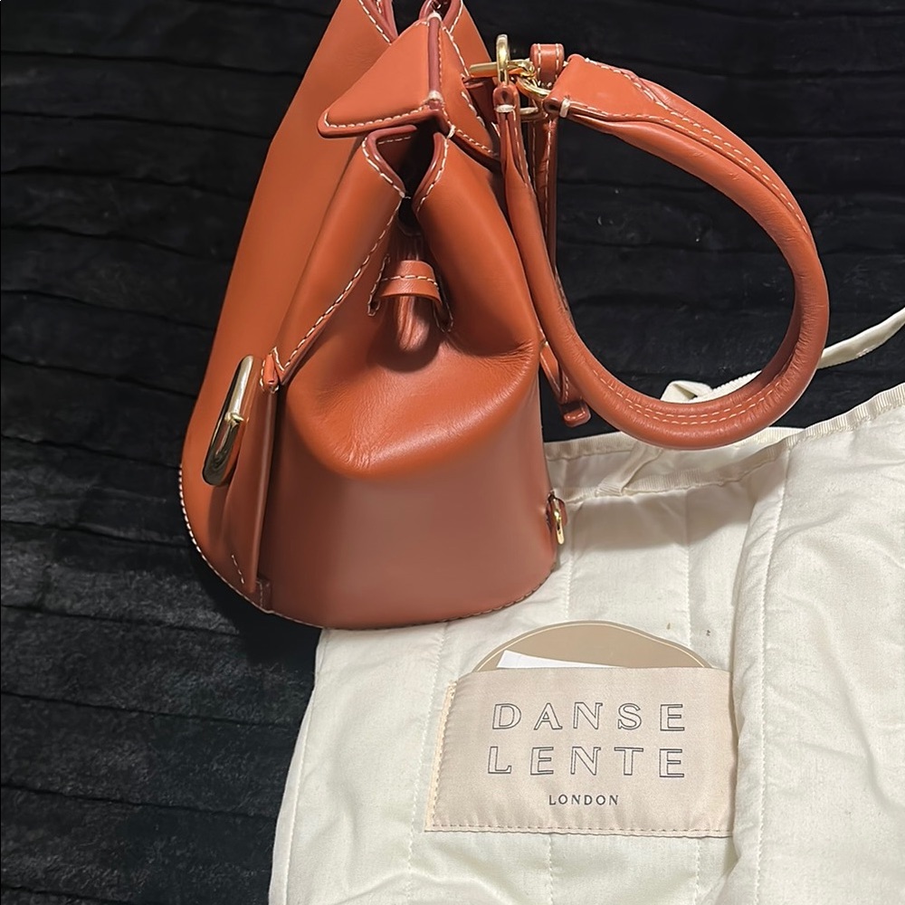 Women’s Tan Leather Backpack with Gold Accent - Picture 3 of 12